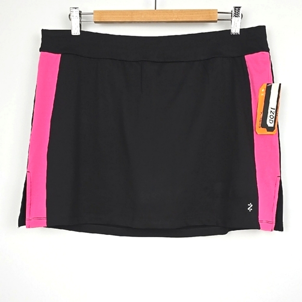 NWT IZOD Perform Fitness Women's Black Pink Athletic Skort Large
